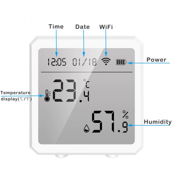 Smart WiFi Temperature and Humidity Monitor,Tuya WiFi Thermometer  Hygrometer Sensor with App Control,Large LCD Display,Backlight,Compatible  with