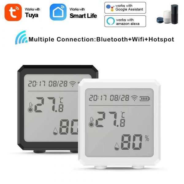 Tuya WiFi Temperature and Humidity Sensor Indoor Smart Life APP Battery  Thermometer Hygrometer Monitor Works With Alexa Google