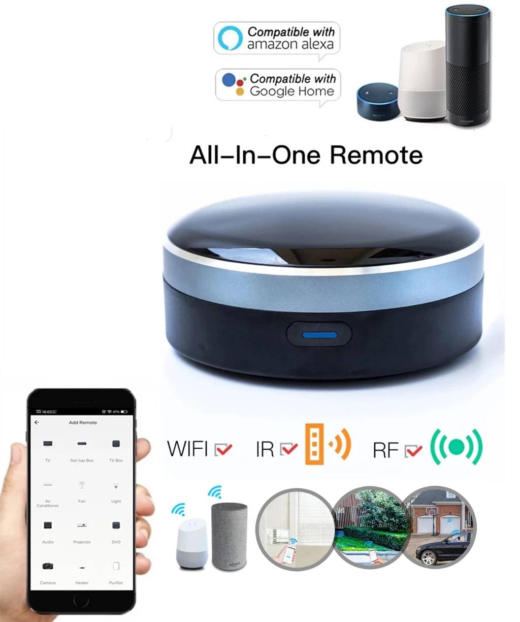 TUYA Smart Home Automation WIFI+IR+RF Universal Controller Work With Voice  Alexa Google HOME 