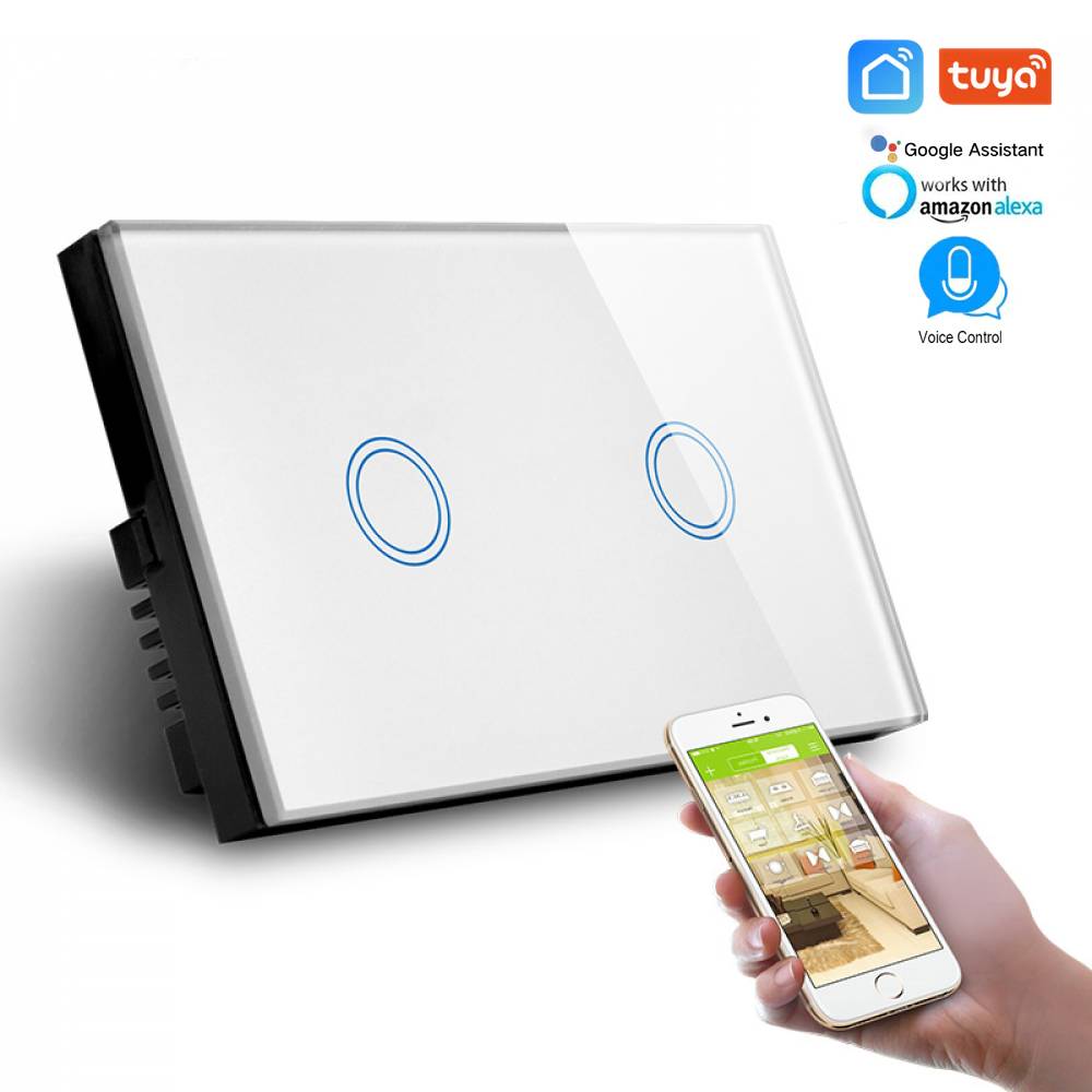 2 Gang Smart Light Switch Wireless Wall Touch Control