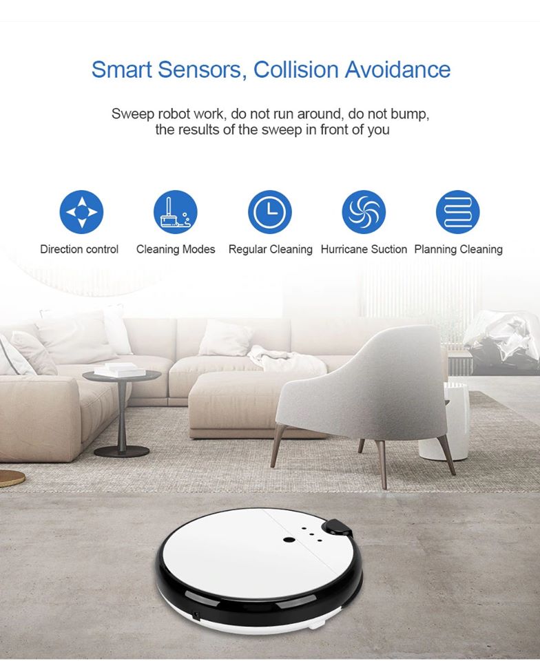 Smart Robot Vacuum Cleaner 3IN1 Sweeping/Vacuuming/Mop, Auto charge, Tuya/Smart Life App Control