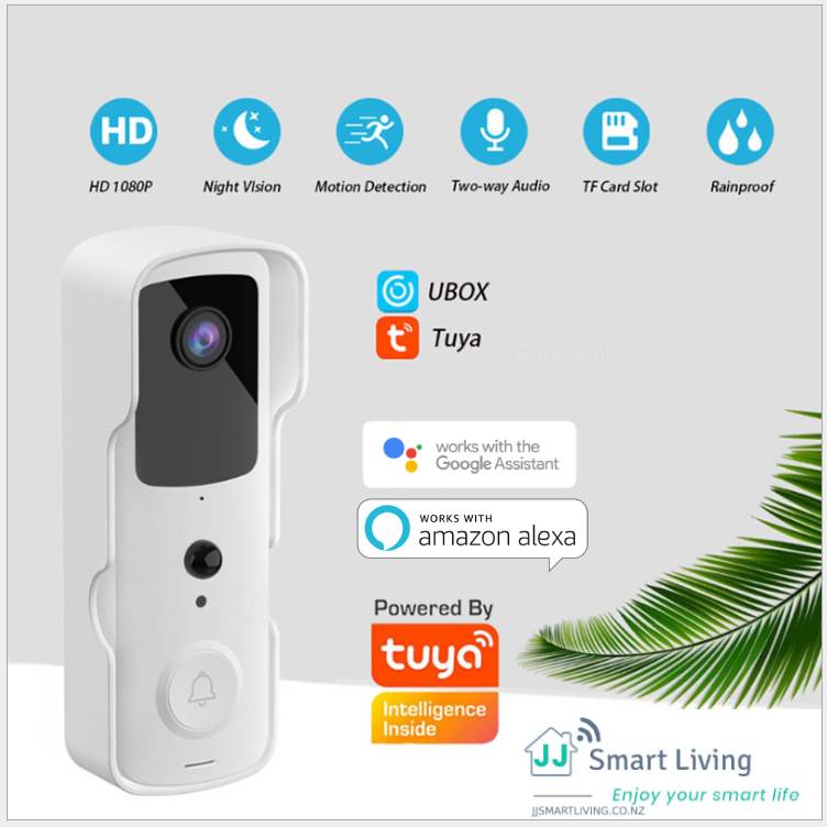Waterproof Smart Wifi Videodoorbell, Tuya Google Home, Alexa
