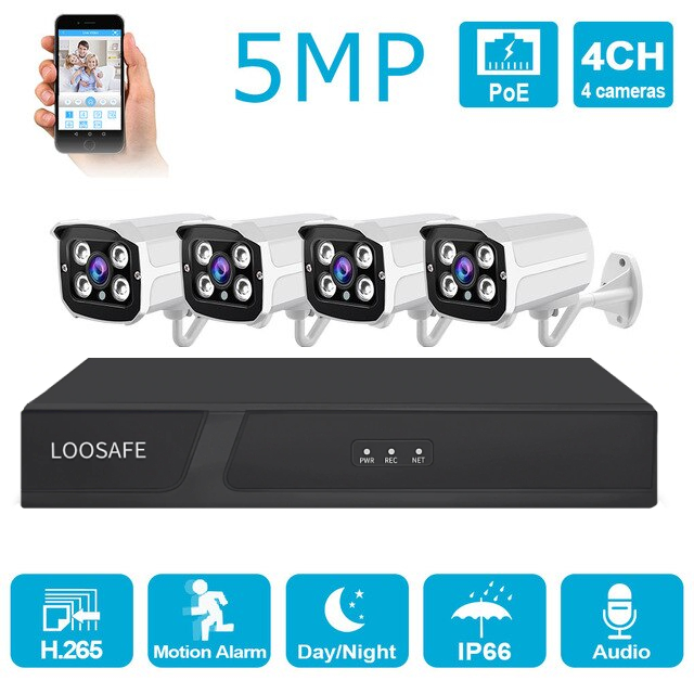 4CH 5MP CCTV POE KIT