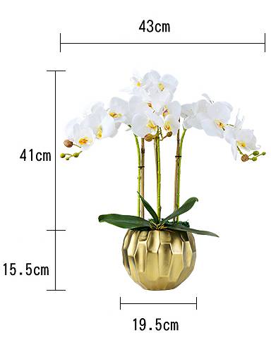 Artificial Butterfly Orchid Flower White flower Golden pot